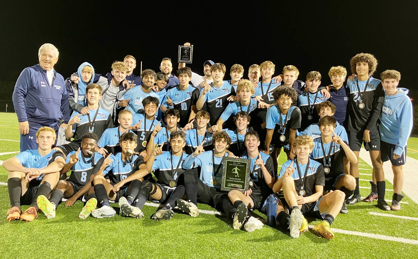 The South River Seahawks are the 2022 Anne Arundel County boys soccer champions after their 3-0 victory over Broadneck in Tuesday's County title game.