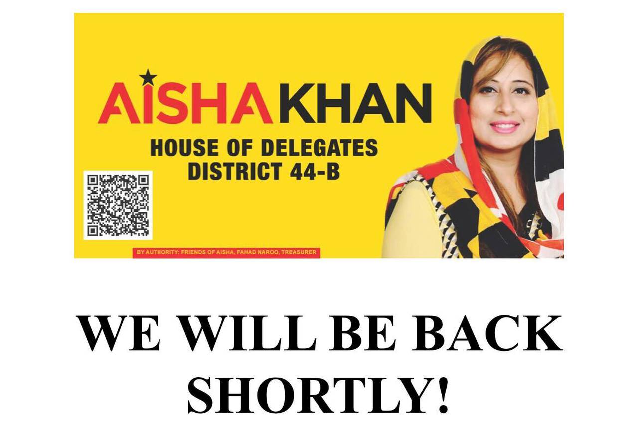 Screen grab from Aisha Khan's campaign website on July 15.