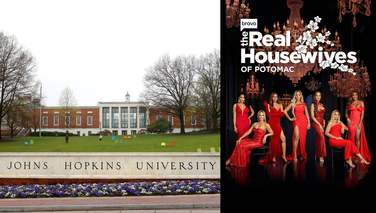 A general view of The Johns Hopkins University on March 28, 2020 in Baltimore, Maryland and the television show"The Real Housewives of Potomac" don't see eye to eye.