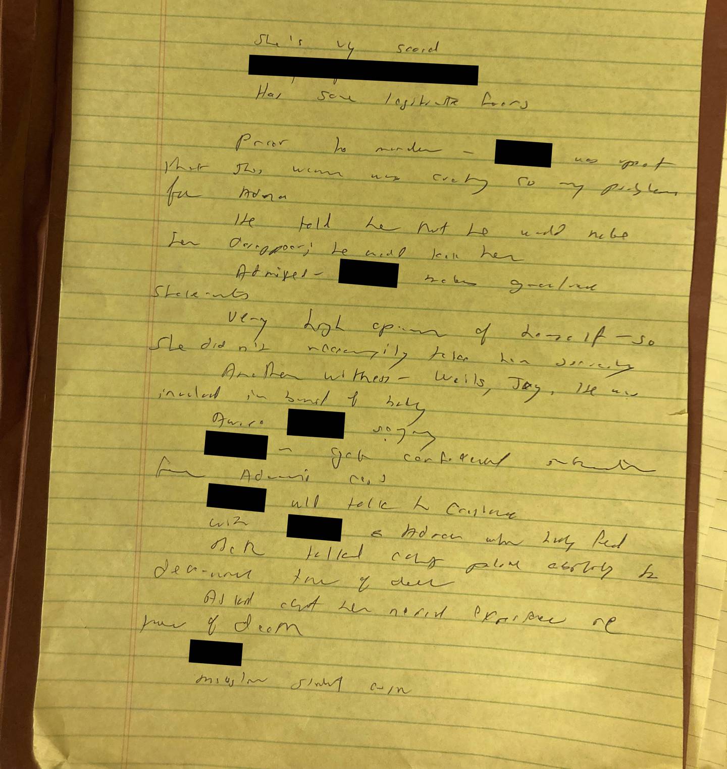 A handwritten note from Adnan Syed's case.