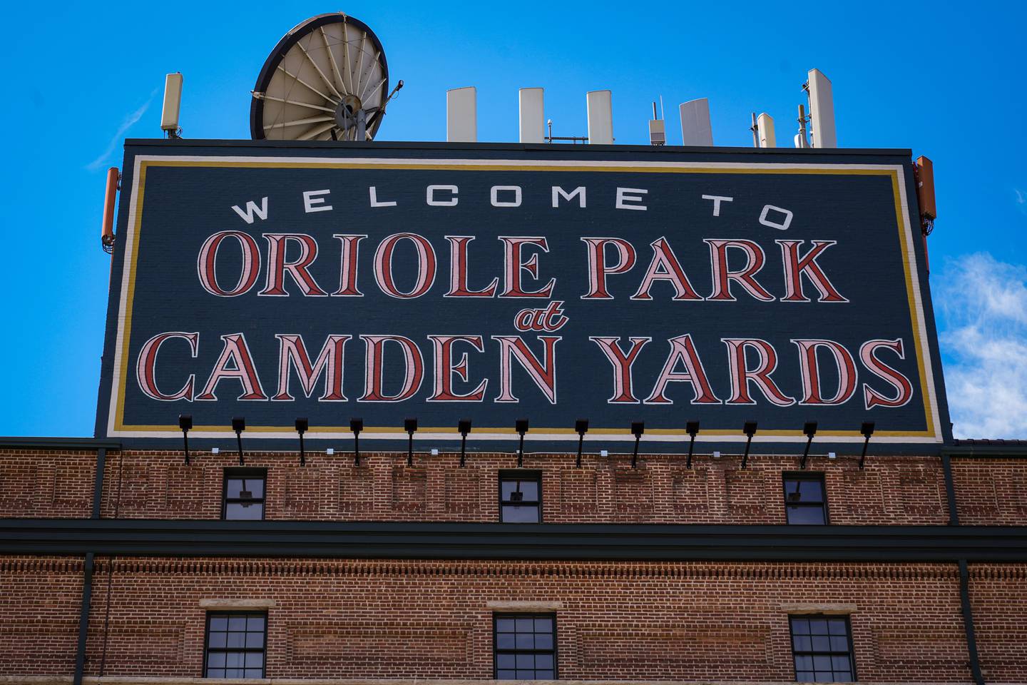 Exterior of the “Welcome to Oriole Park at Camden Yards” sign on 8/11/22.