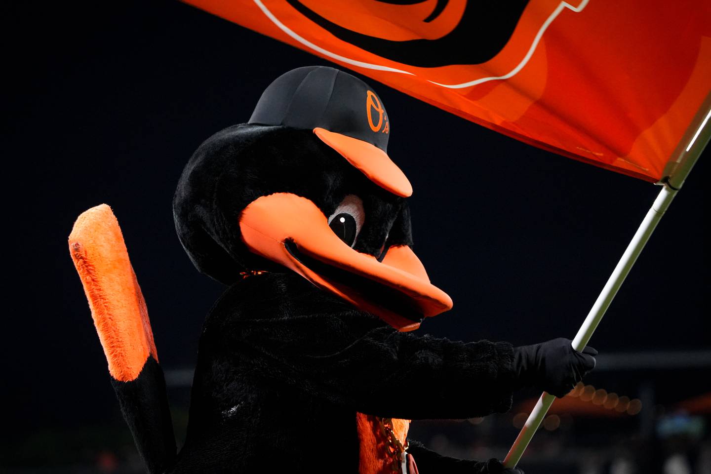The Baltimore Oriole Bird waves his flag following a game at Camden Yards on Friday, April 21. The Orioles beat the Tigers, 2-1, on their way to sweeping the series.