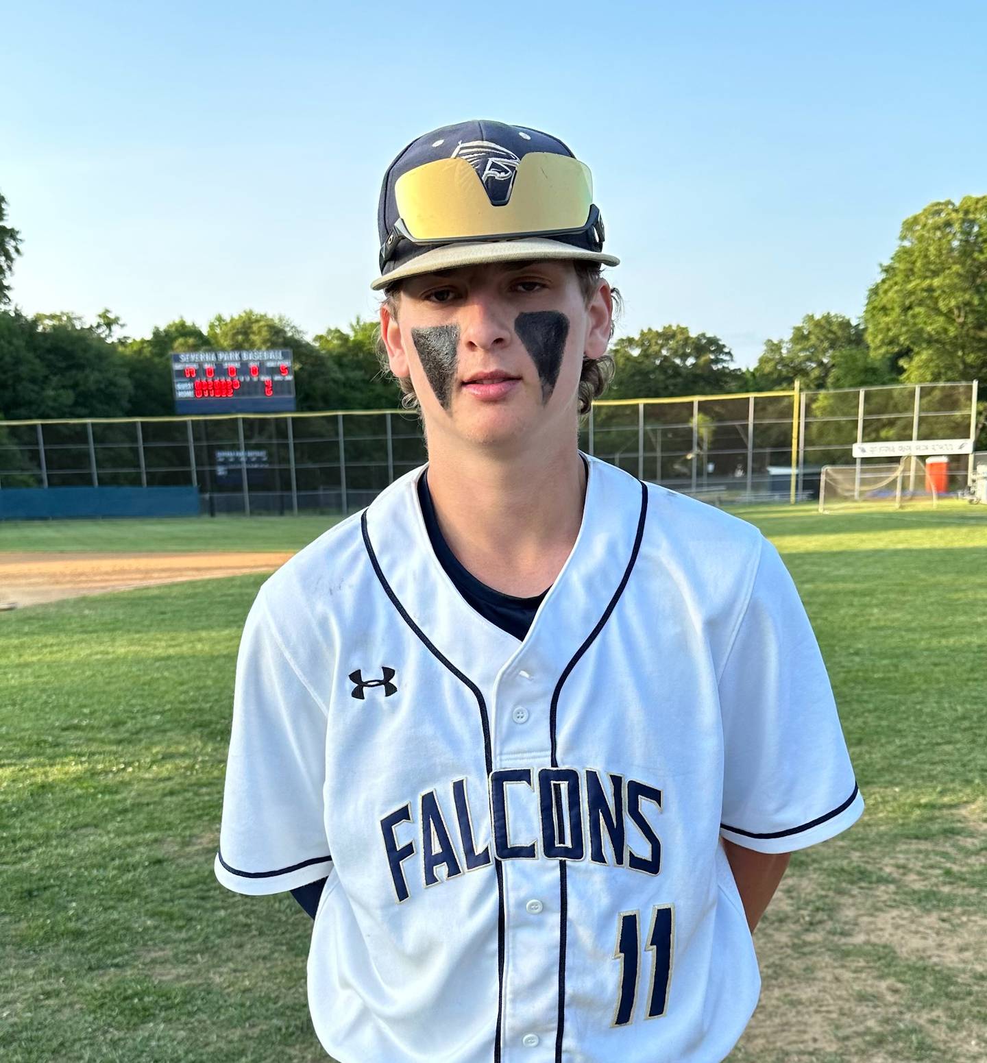 Nathan Clarke pitched six strong innings for Severna Park Friday afternoon against Walt Whitman in a Class 4A state baseball quarterfinal contest in Anne Arundel. The No. 5 Falcons outlast Montgomery County's Walt Whitman, 6-4, to advance Tuesday's state semifinals at Povich Field in Montgomery County.