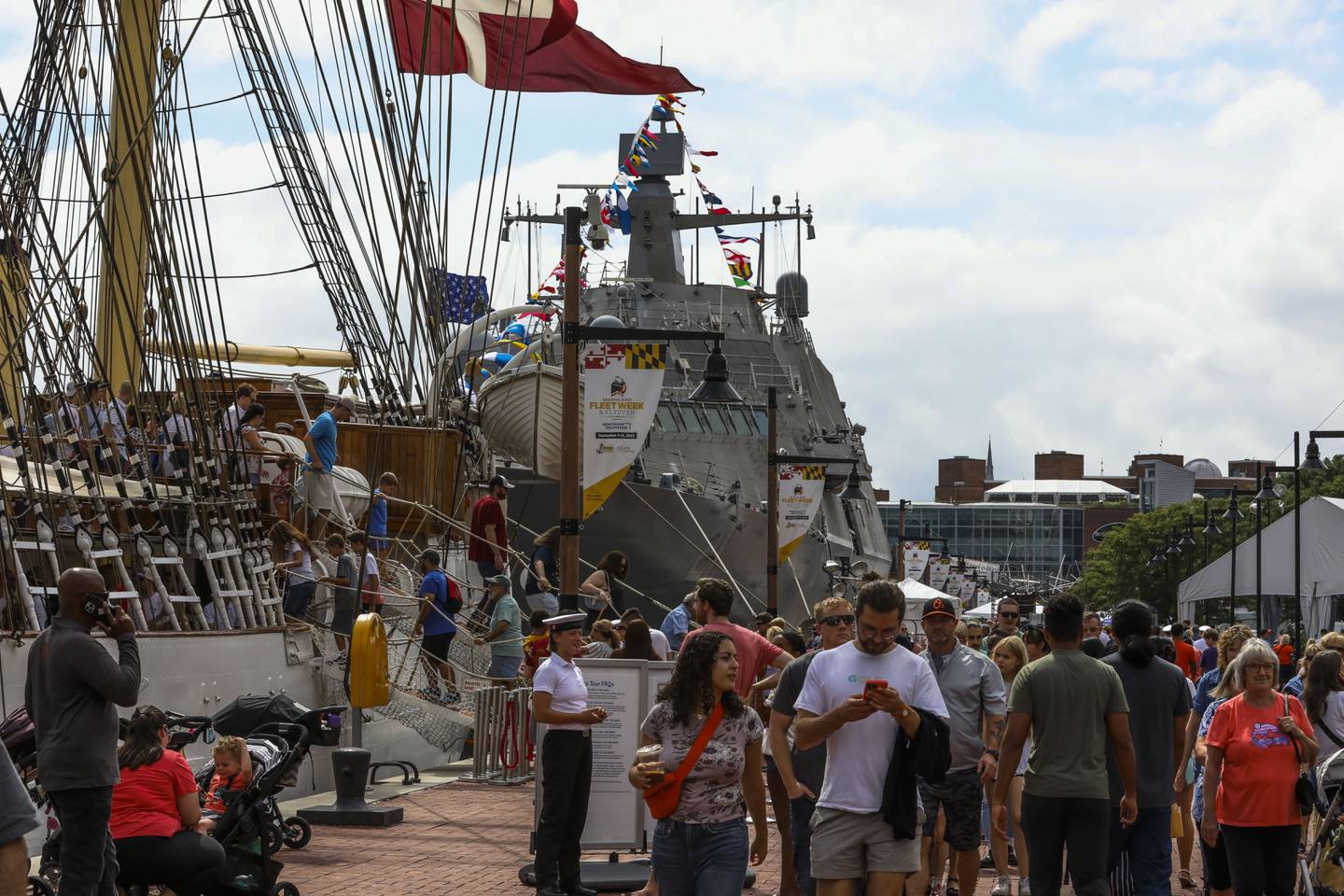 Baltimore’s Fleet Week is a part of a United States Navy, United States Marine Corps, and United States Coast Guard tradition in where active military ships recently deployed in overseas operations dock in several major cities for one week.