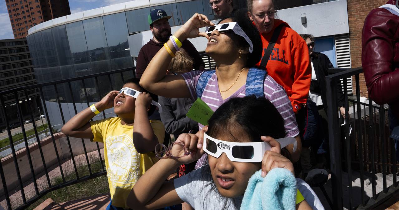 Hundreds gathered at the Science Center to witness a solar eclipse. The Science Center is typically closed on Mondays but hosted a rooftop viewing party for those who bought admission tickets on April 8, 2024. Special safety glasses were provided as well as educational workshops that explained the science behind the phenomenon.