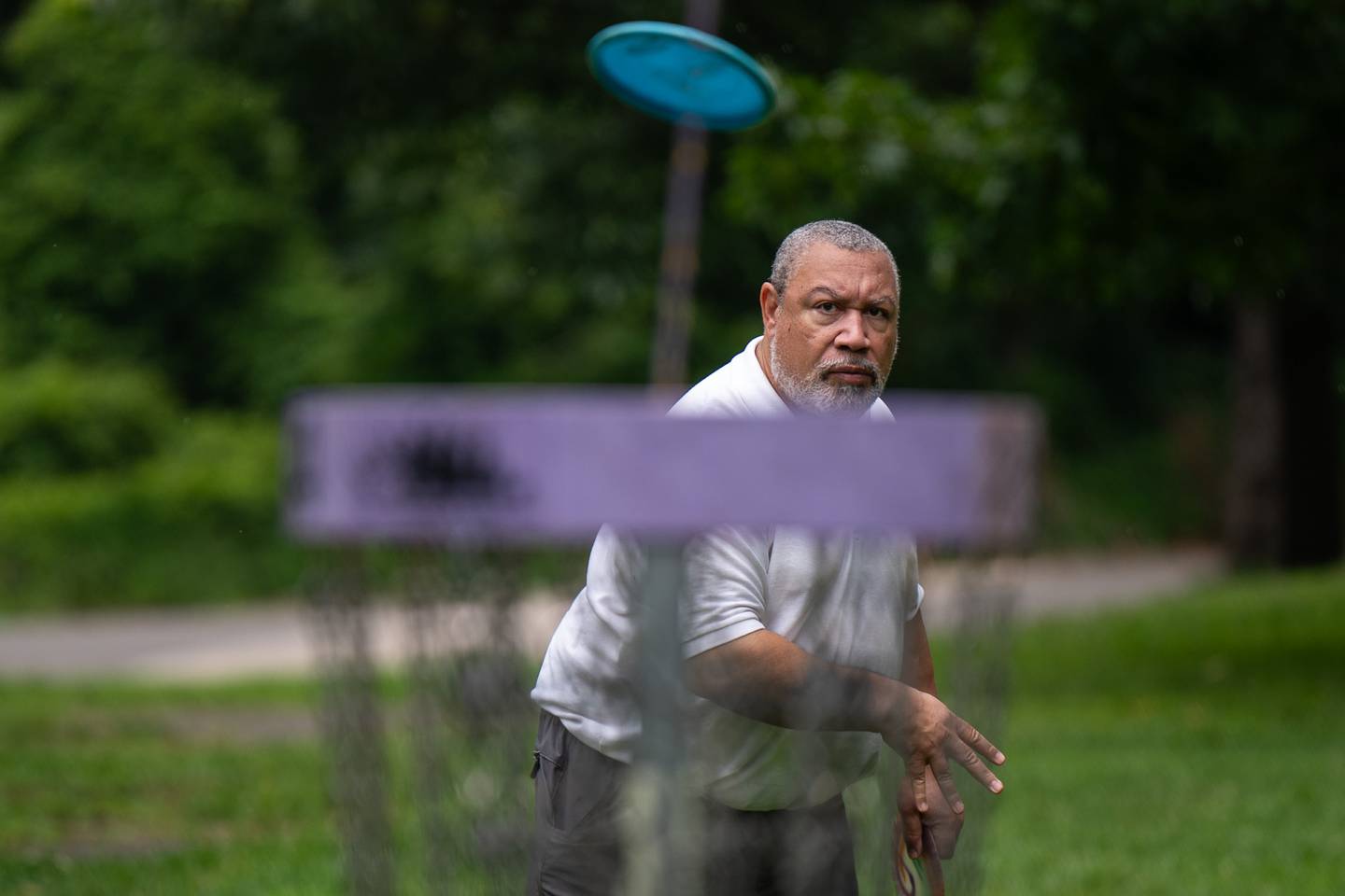 Baltimore Comptroller Bill Henry plays disc golf.