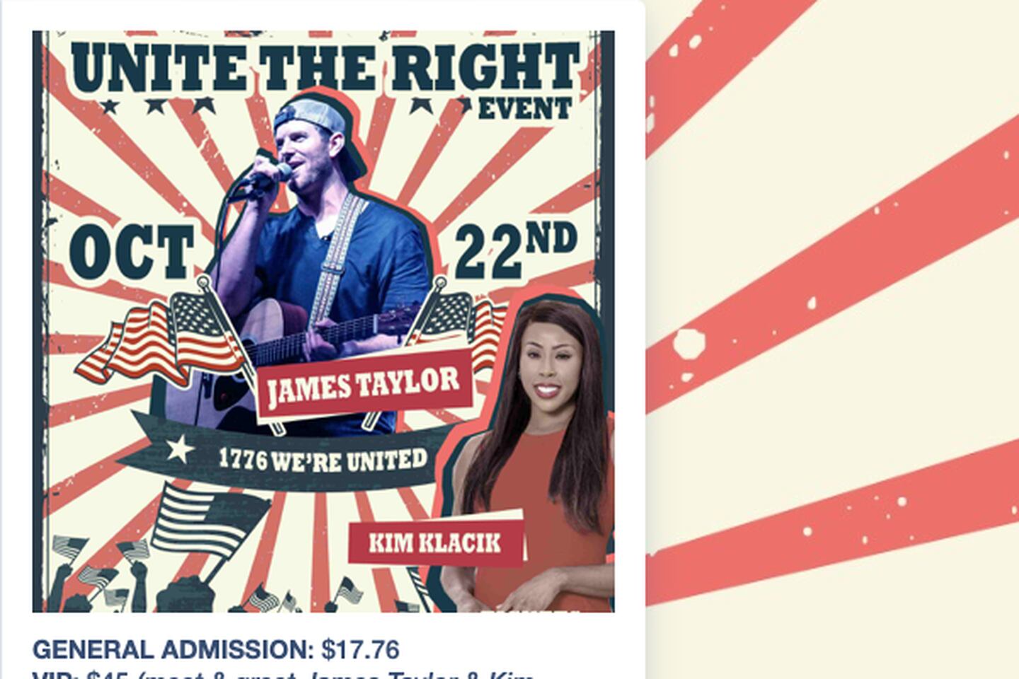 A screen grab of the Unite The Right fundraiser event