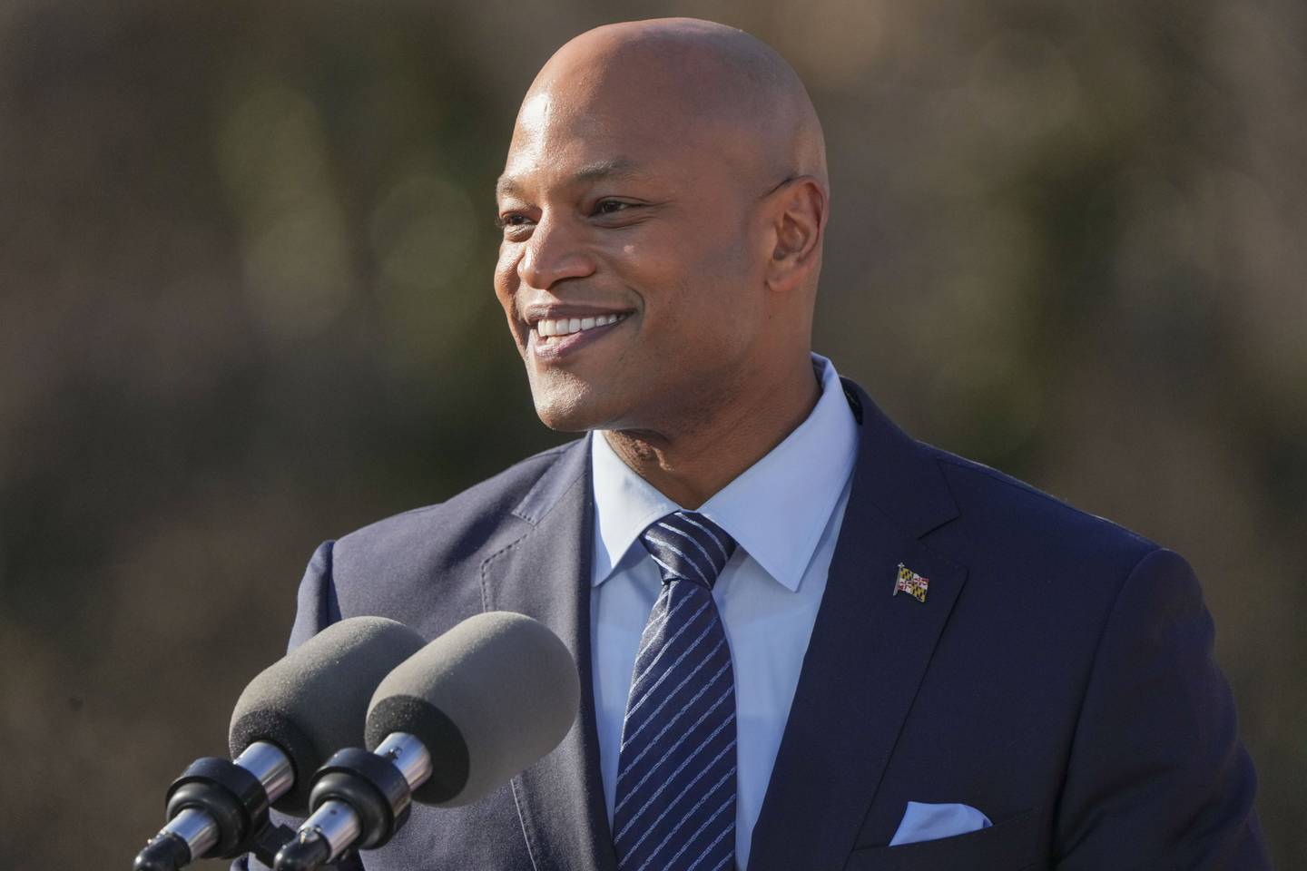 Maryland Gov. Wes Moore speaks before President Joe Biden’s visit to Baltimore on 1/30/23. Biden touted Bipartisan Infrastructure Law funding—which will help to replace the 150-year-old Baltimore and Potomac Tunnel.