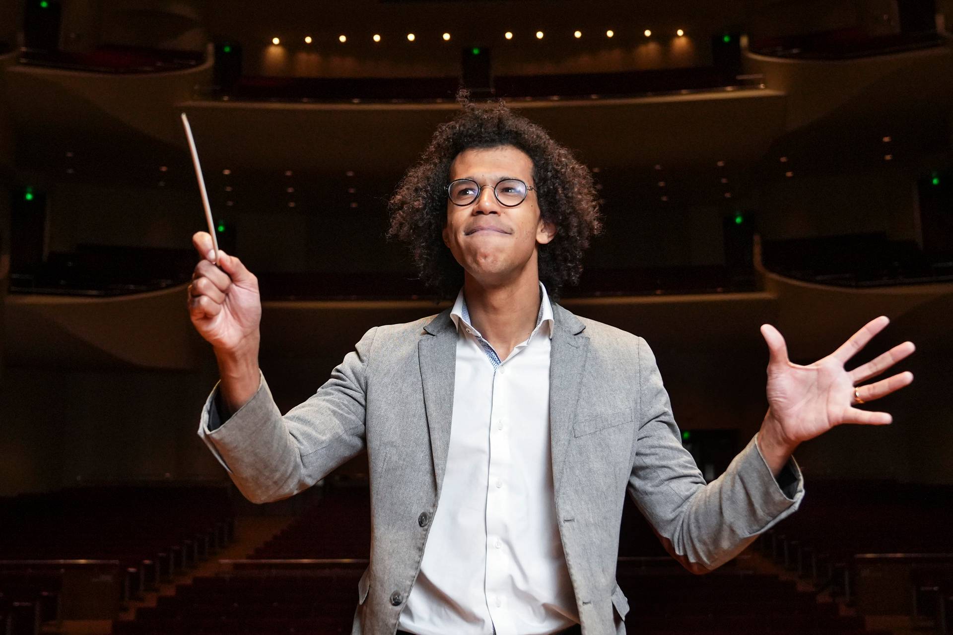 Jonathon Heyward, Music Director of the Baltimore Symphony Orchestra poses for a portrait at Joseph Meyerhoff Symphony Hall, Tuesday, May 2, 2023.