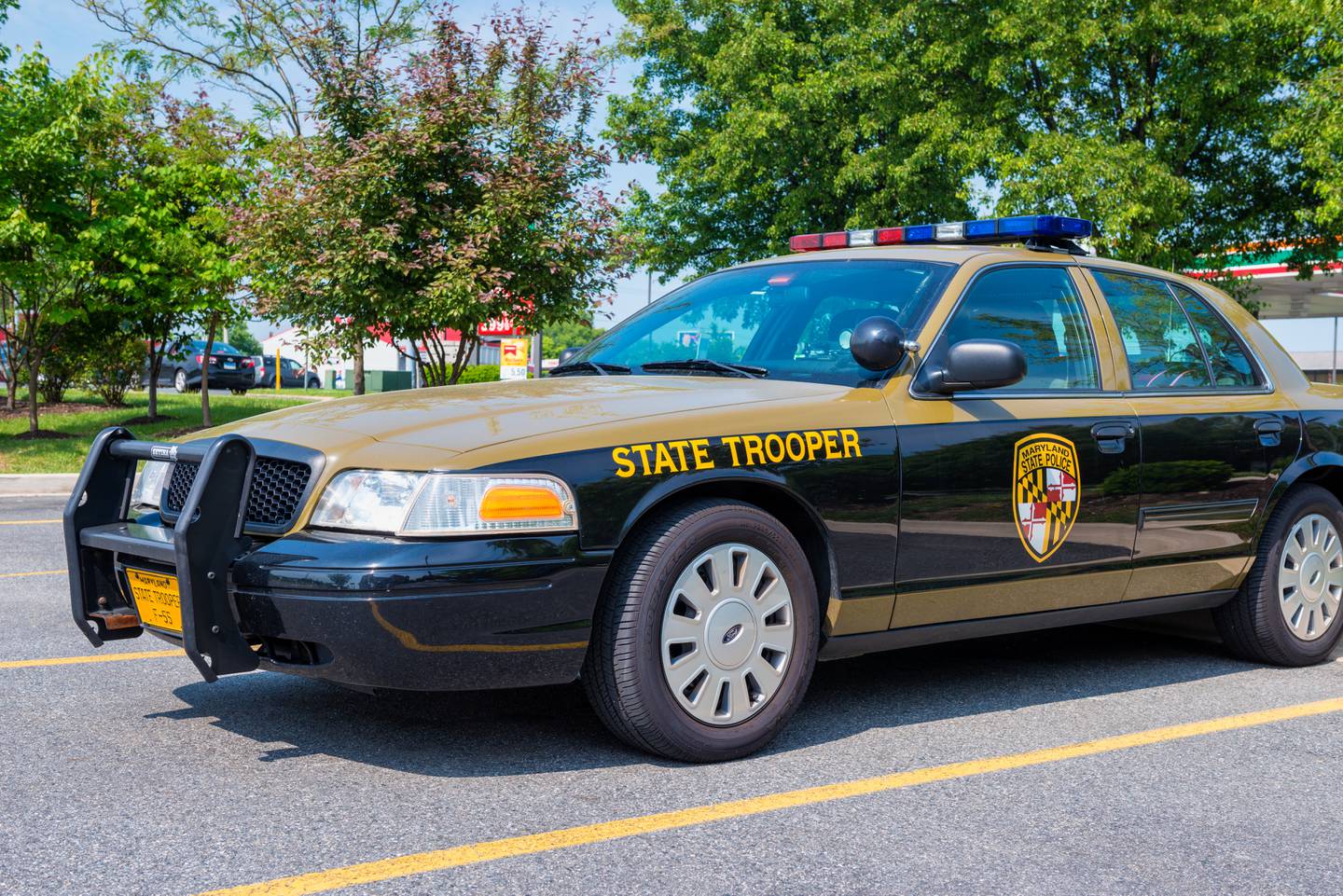 State Trooper Police Car from the Maryland State Police on parking lot.