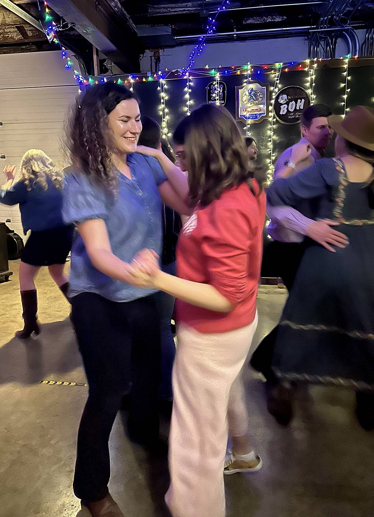 Dancing Honky Tonk (No. 19, lead) — Dancing with my roommate, Clara Longo de Freitas, at Waverly Brewing Co. on March 21, 2024. We were there for Honky Tonk, a two-stepping event that’s held monthly.