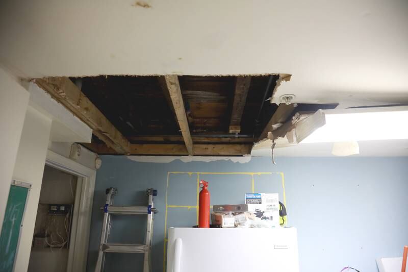 Records show a Baltimore nonprofit housing provider stopped paying tenants’ rents and hasn’t accounted for the money.  The ceiling in the laundry room has fallen in due to water damage.