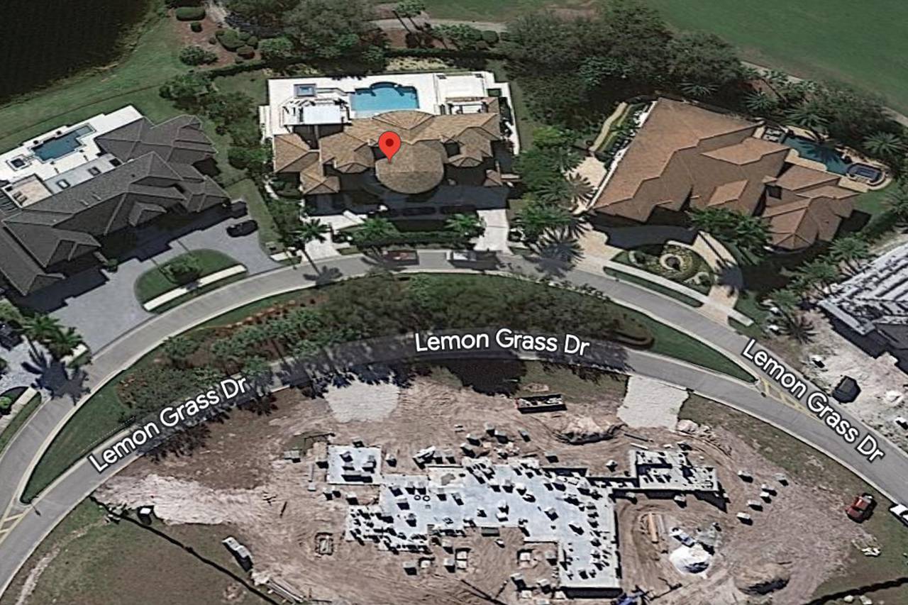 Google Earth image, middle building, of boxer Gervonta Davis' mansion in the Parkland Country Club in Florida.
