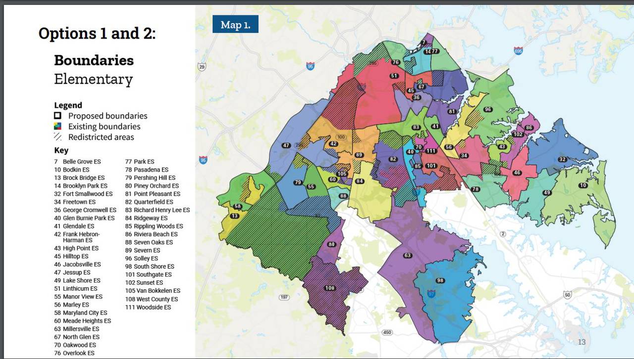 This map shows the proposed boundaries of the redistricting plans.