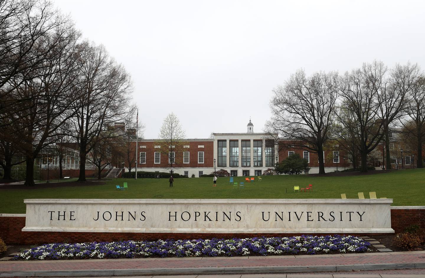 BALTIMORE, MARYLAND - MARCH 28: A general view of The Johns Hopkins University on March 28, 2020 in Baltimore, Maryland. The school is shut down due to the coronavirus (COVID-19) outbreak.