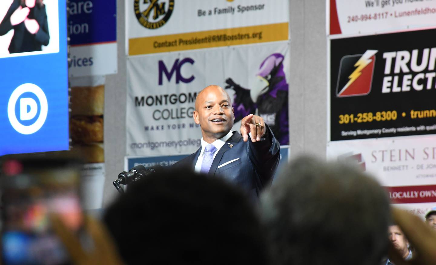 Maryland Democratic gubernatorial candidate Wes Moore speaks at a Democratic National Committee rally at Richard Montgomery High School in Rockville on Aug. 25, 2022. President Joe Biden also spoke at the rally.