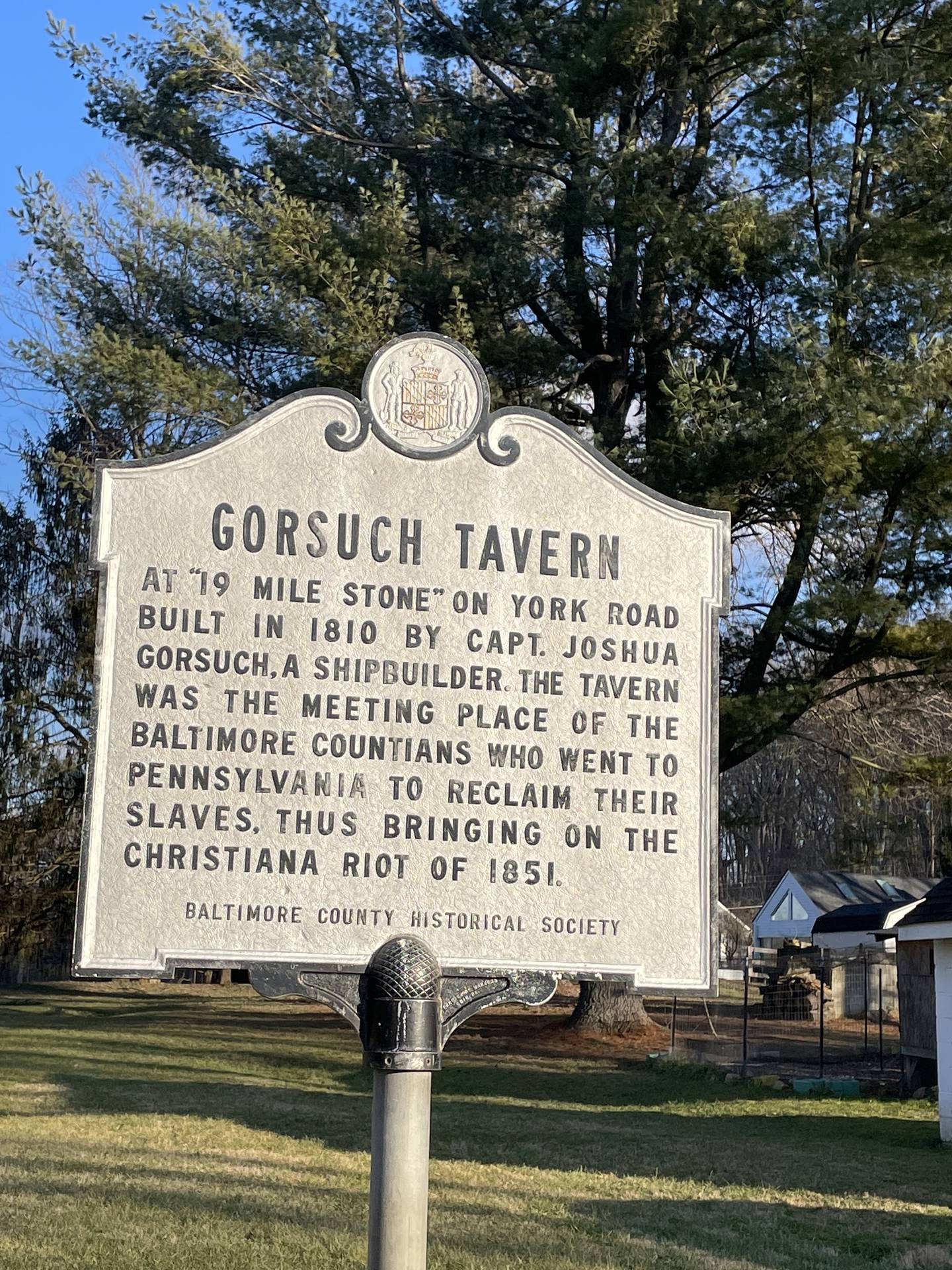 GorsuchtavernBCHS: The historical marker where the Gorsuch posse gathered does not give much information about what happened at Christiana.