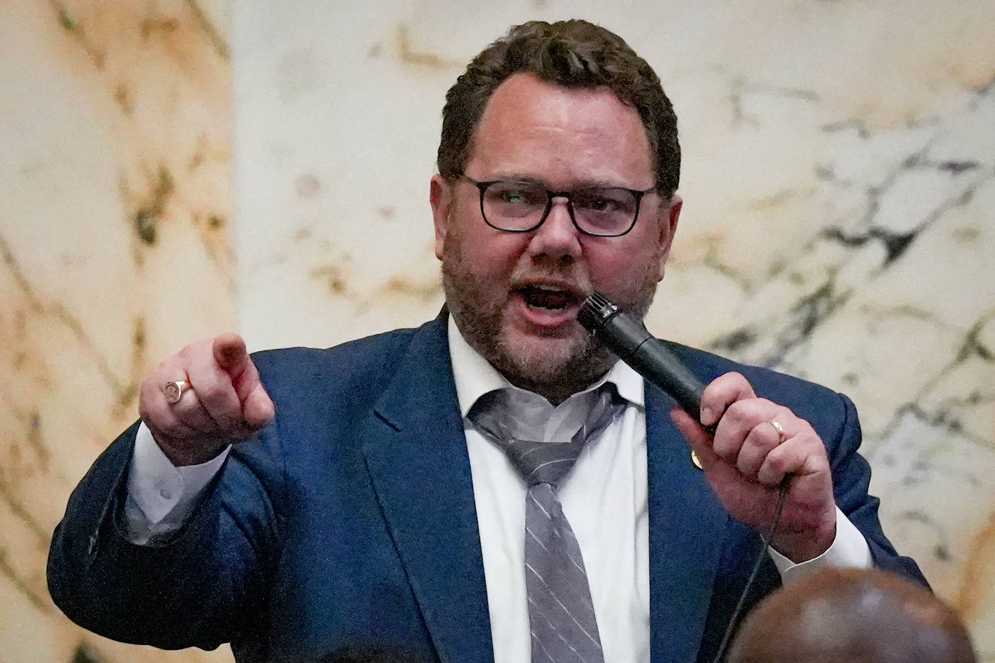 Del. Nic Kipke holds up proceedings during the final minutes of the 2023 General Assembly during Sine Die on Monday, April 10. The Anne Arundel County Republican claimed that Speaker Jones wouldn’t recognize him or members of the Republican Party, shouting “Madame Speaker, you need to take a seat!” Any bill that doesn’t get passed by midnight on Sine Die is effectively dead, and lawmakers will need to try again next year.