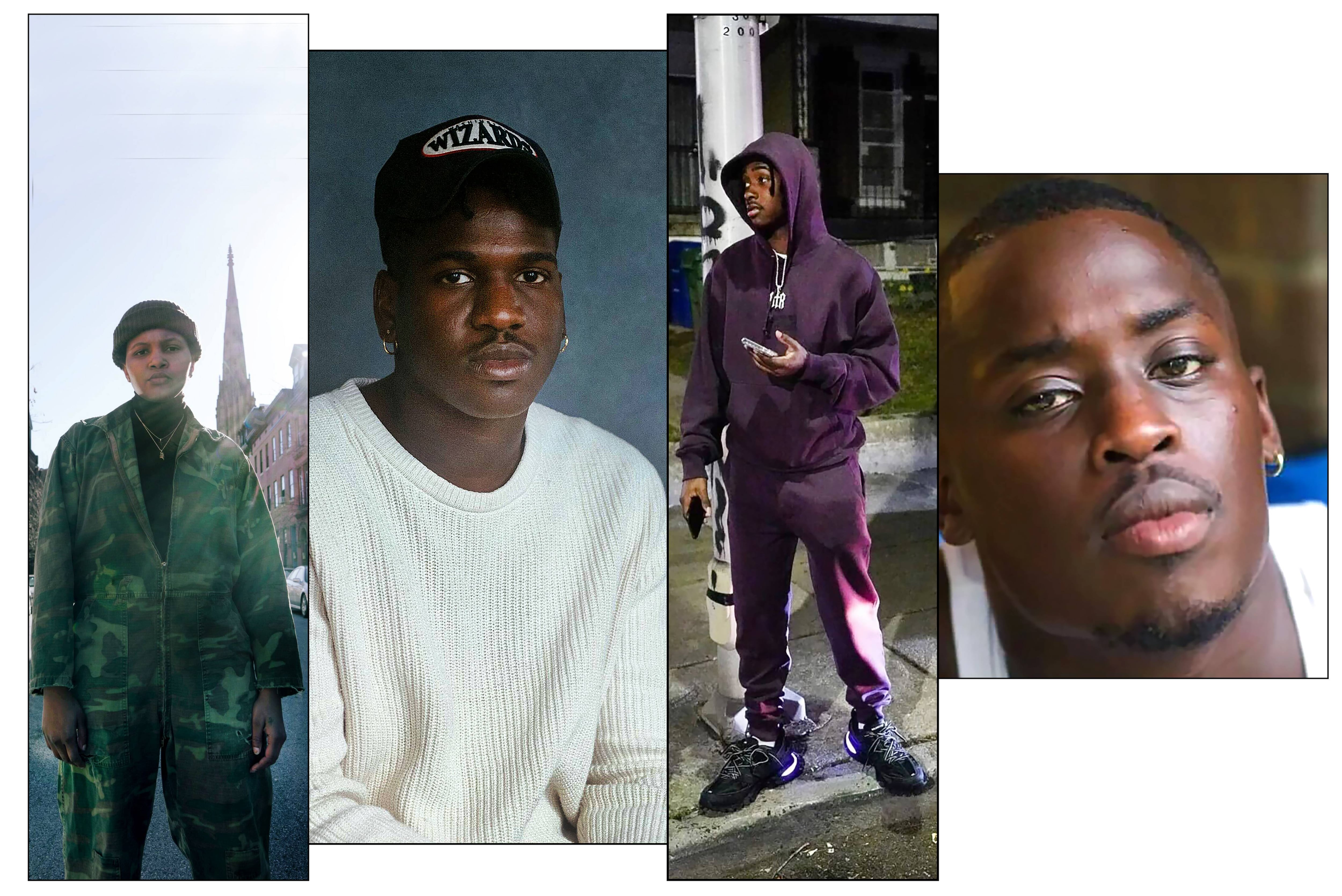 (l to r, tp to Bottom)  Prince George’s County singer Hasani, Baltimore rap artist 448 Riq, Baltimore artist Cheyanne Zadia, and Columbia actor Ham Mukasa.