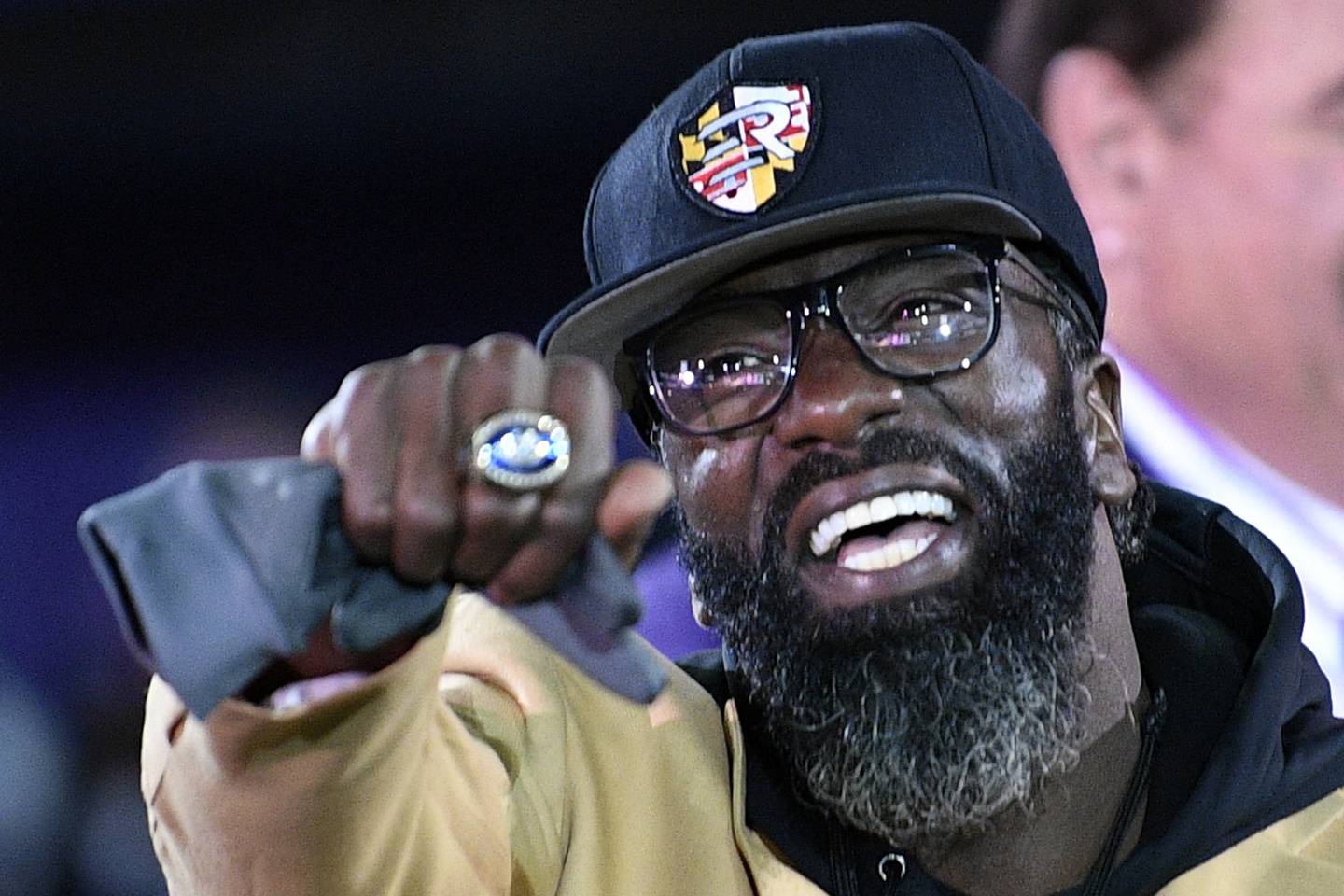 FILE - In this Nov. 3, 2019, file photo, former Baltimore Ravens safety Ed Reed displays his Pro Football Hall of Fame ring during a halftime ceremony at an NFL football game between the Ravens and the New England Patriots in Baltimore. Pro Football Hall of Famer Ed Reed has agreed to become the football coach at Bethune-Cookman and is leaving his job with the Miami Hurricanes, the schools announced Tuesday night, Dec. 27, 2022.