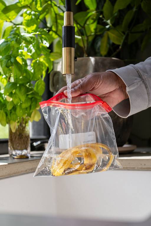 Put bananas in water to create fertilizer for your plants.