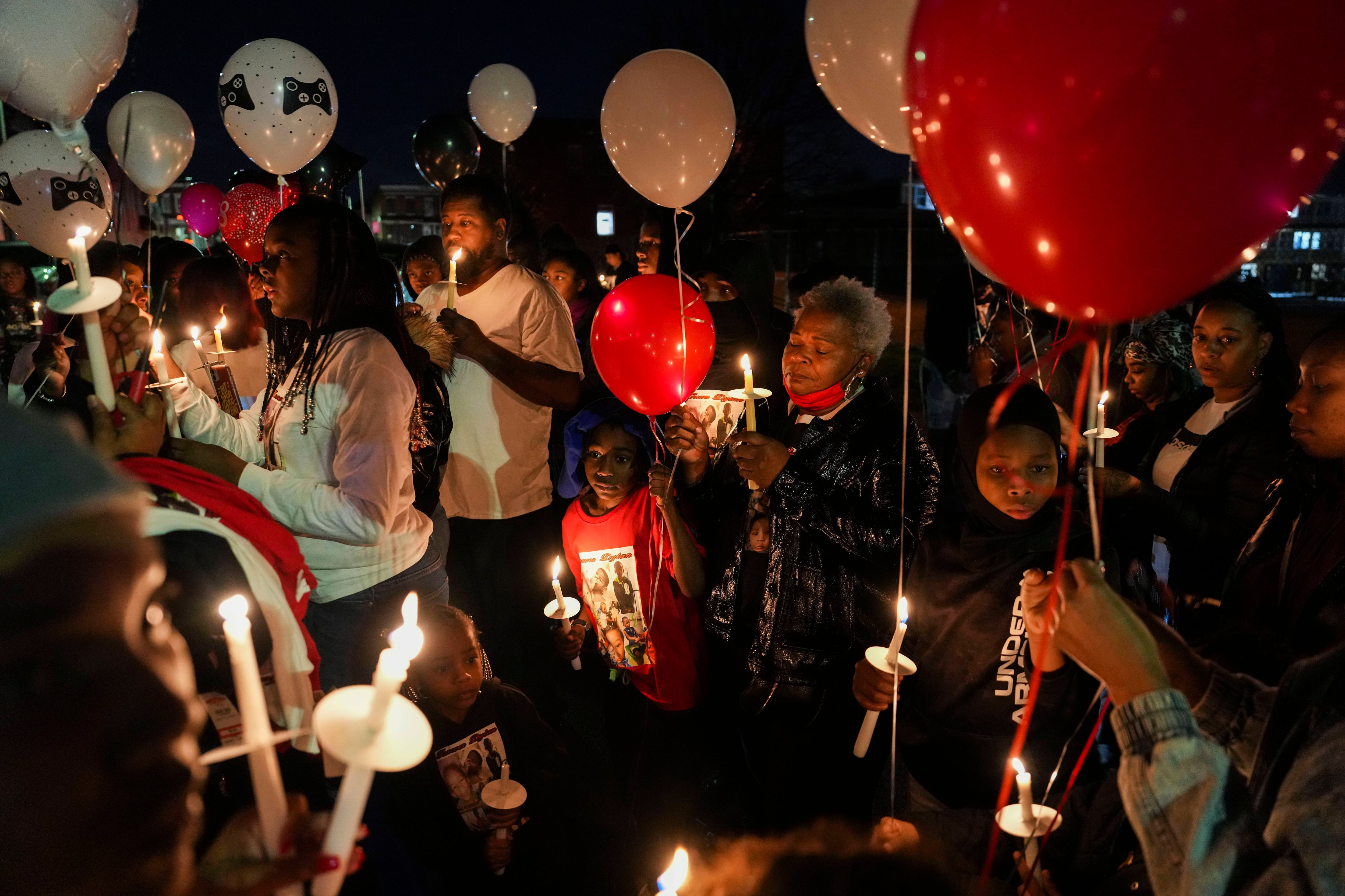 A vigil was held in West Baltimore for Dylan King, 8, who was shot and killed last week on December 30, 2022.