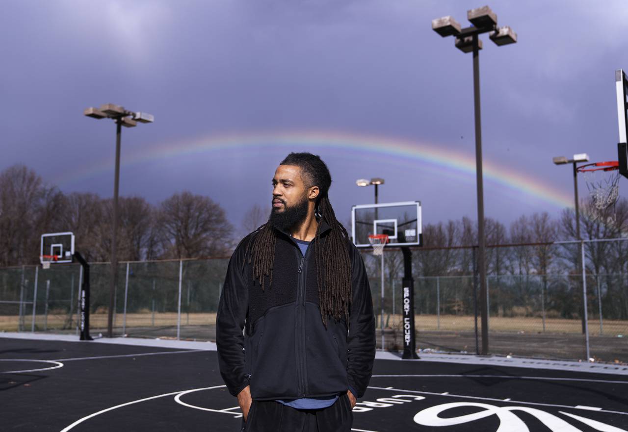 Program director at Hilton Field House, Aaron Maybin, poses for a portrait at Hilton Field House, in Baltimore, Thursday, January 5, 2023.