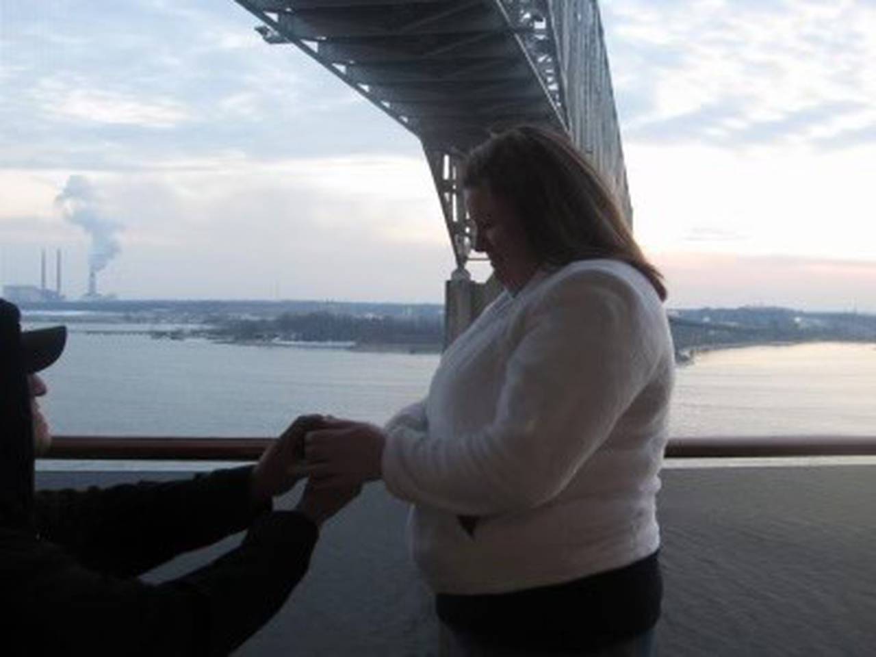 Stephanie Sennett was proposed to just as she passed underneath the Francis Scott Key Bridge while on a Carnival Pride cruise in 2013.