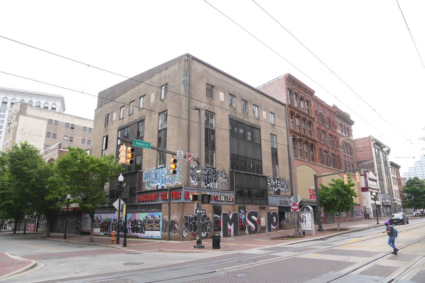 Buildings around N. Howard St. in Baltimore, Tuesday, May 9, 2023.