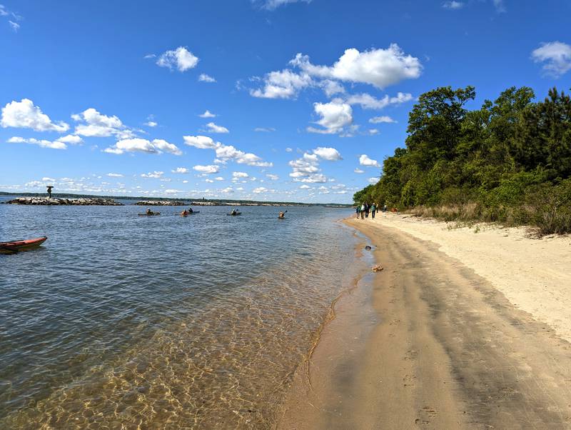A narrow beach on the Chesapeake Bay will officially open for swimming this summer, once a bathhouse at Beverly Triton Nature Park is completed. The park, located on a narrow peninsula with only one access road, has limited admission through a digital day pass system.