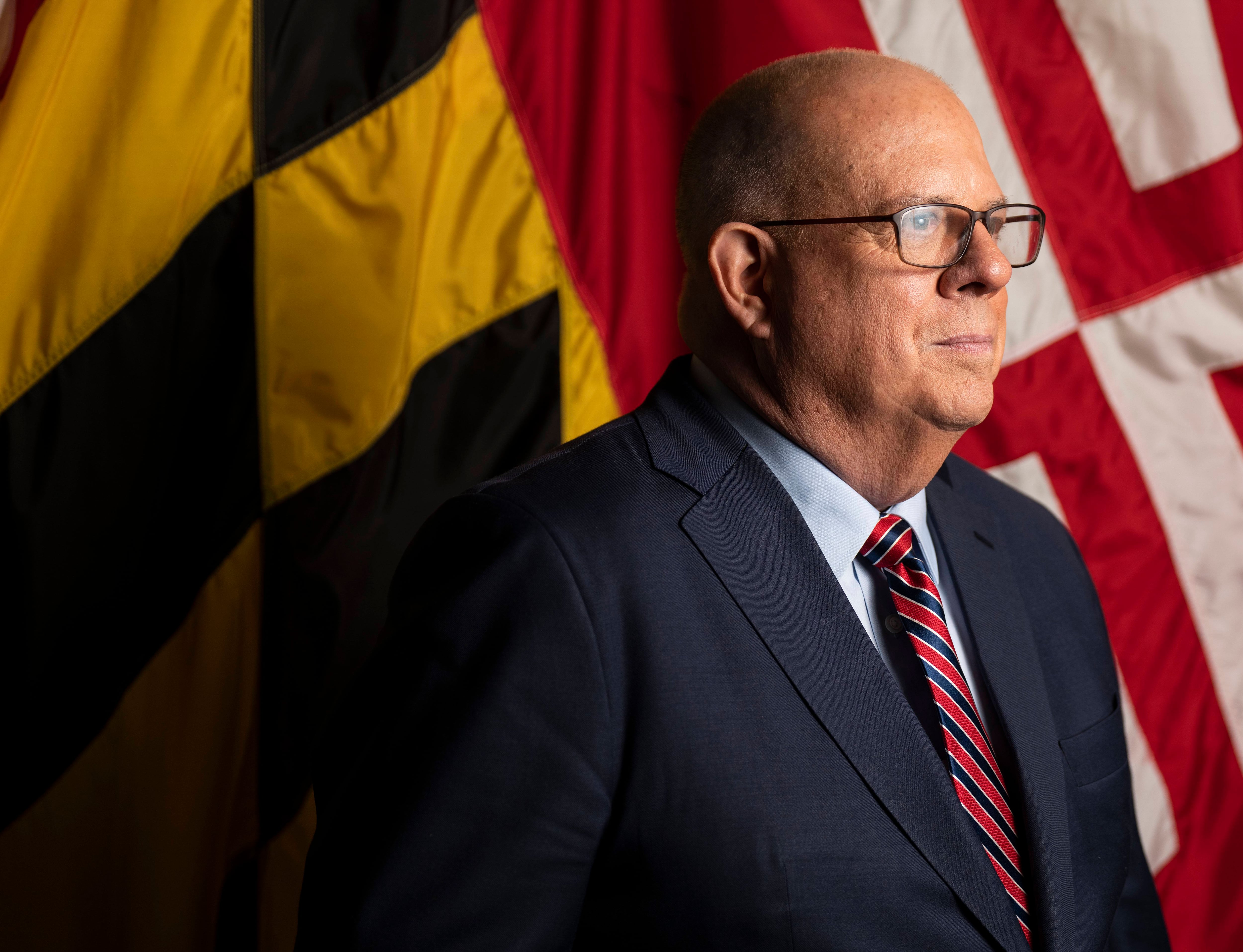 Maryland Gov. Larry Hogan poses for a portrait at the State House in Annapolis, Monday, December 19, 2022.