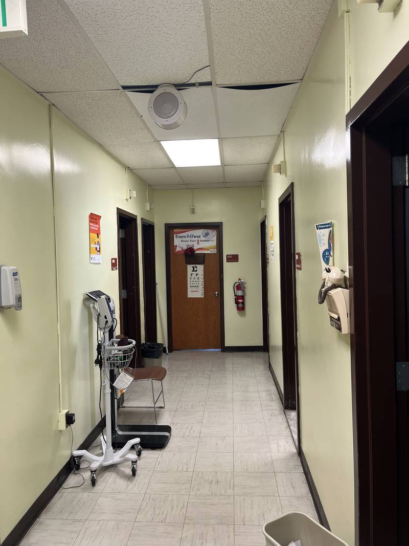 Employees said water damage in the building caused holes to form in the ceiling.
