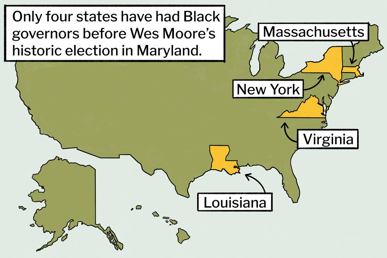 Only four states have had Black governors before Wes Moore’s historic election in Maryland: Louisiana, Virginia, Massachusetts, and New York.