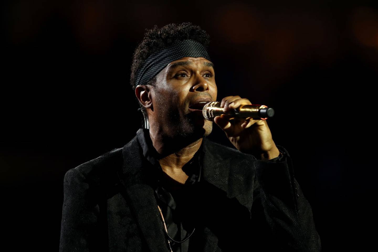 NEW YORK, NY - AUGUST 27:  Singer-songwriter Maxwell performs the National Anthem during the opening night ceremony at Arthur Ashe Stadium on Day One of the 2018 US Open at the USTA Billie Jean King National Tennis Center on August 27, 2018 in the Flushing neighborhood of the Queens borough of New York City.