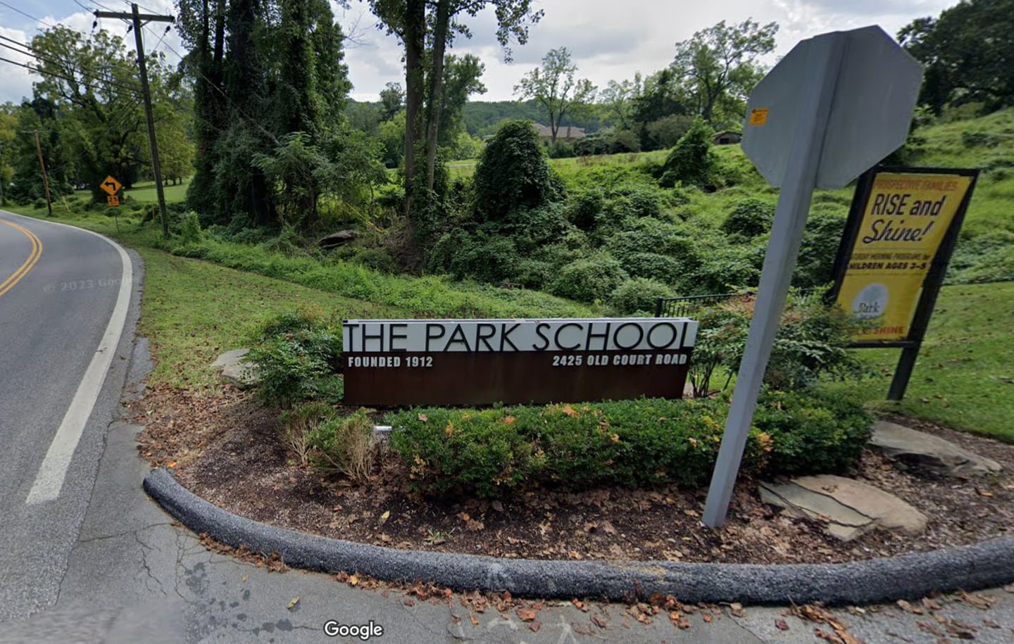 The Park School entrance off Old Court Rd. in Baltimore.