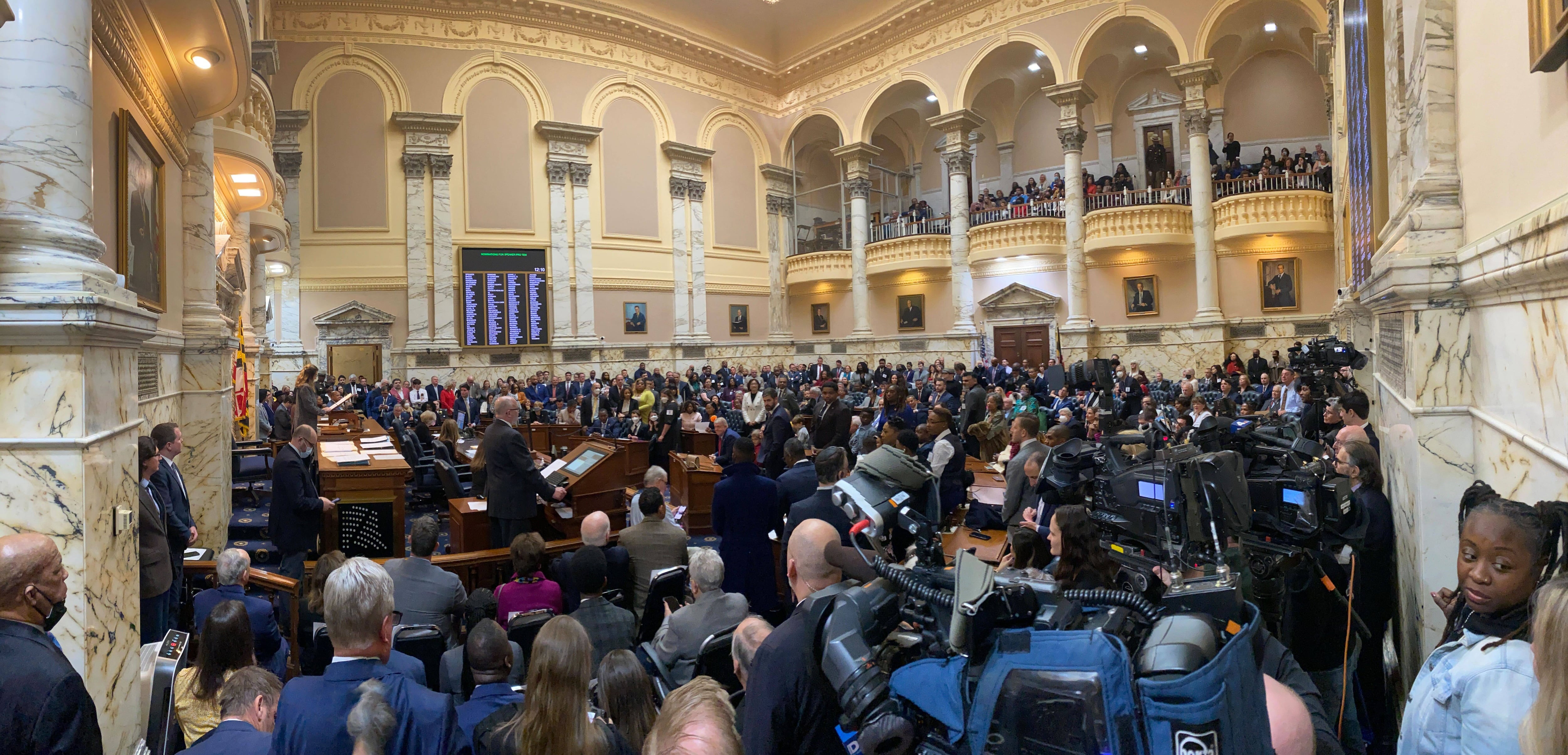 The Maryland House of Delegates convenes the 2023 Maryland General Assembly at the State House in Annapolis on Wednesday, Jan. 11, 2023.