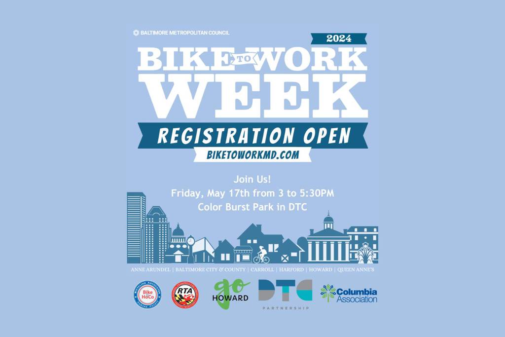 Howard County’s annual Bike to Work Week wraps up on Sunday, but not before an event commemorating the week. On Friday, folks can gather at Color Burst Park in downtown Columbia for an afternoon of fun, food and swag.