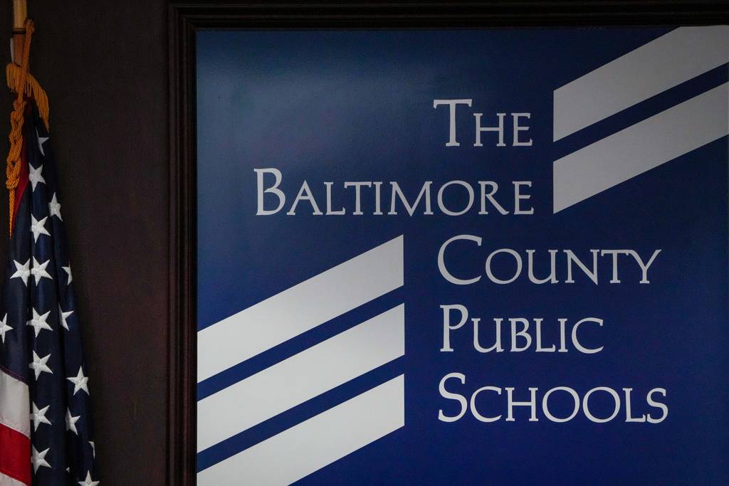 The Baltimore County Public School Board logo as seen during a board meeting on 12/6/22.