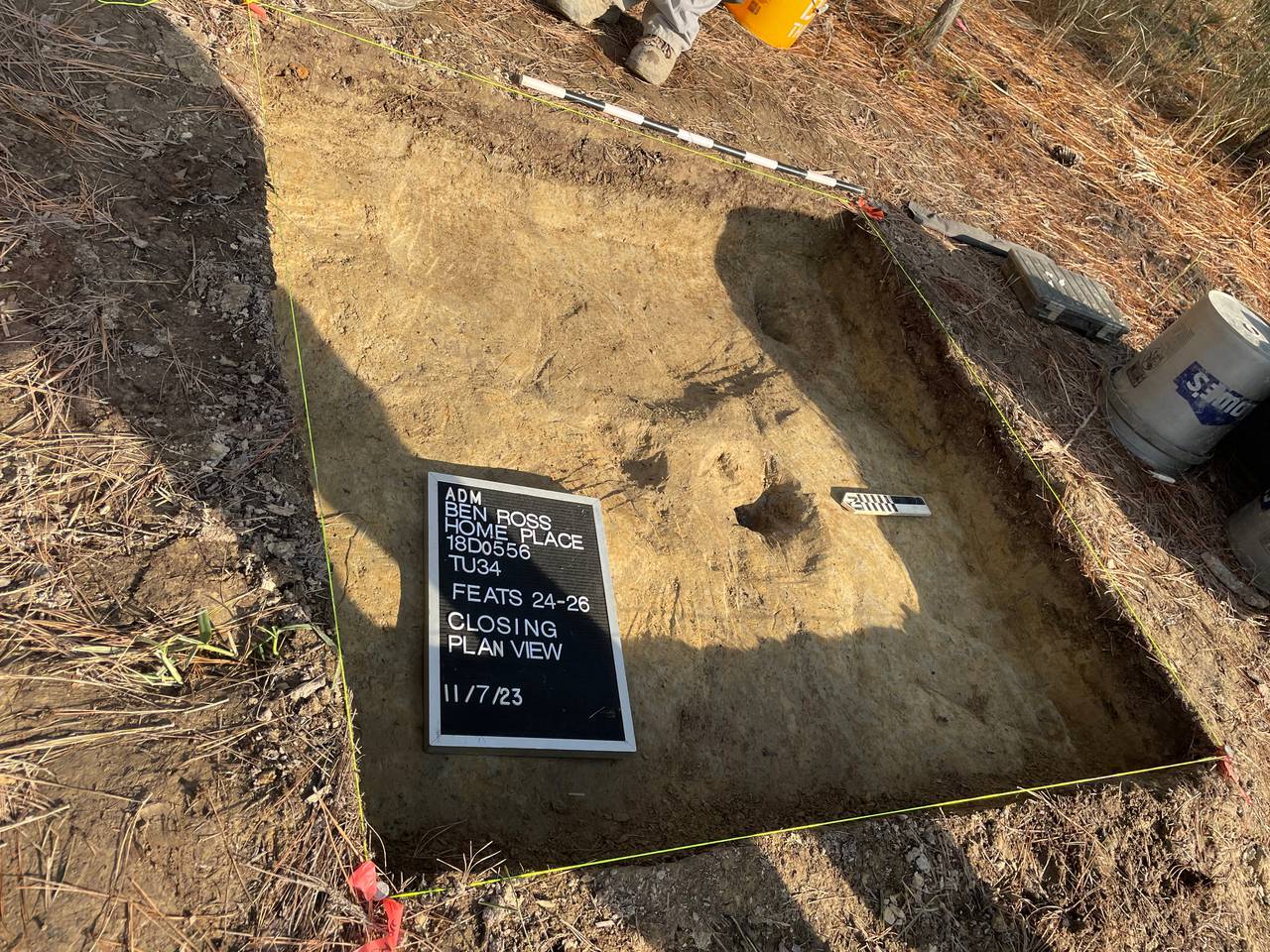 Archaeologists mark a plot they are finished excavating. Sometimes, archaeologist Aaron Levinthal said, finding nothing is as significant as finding something.