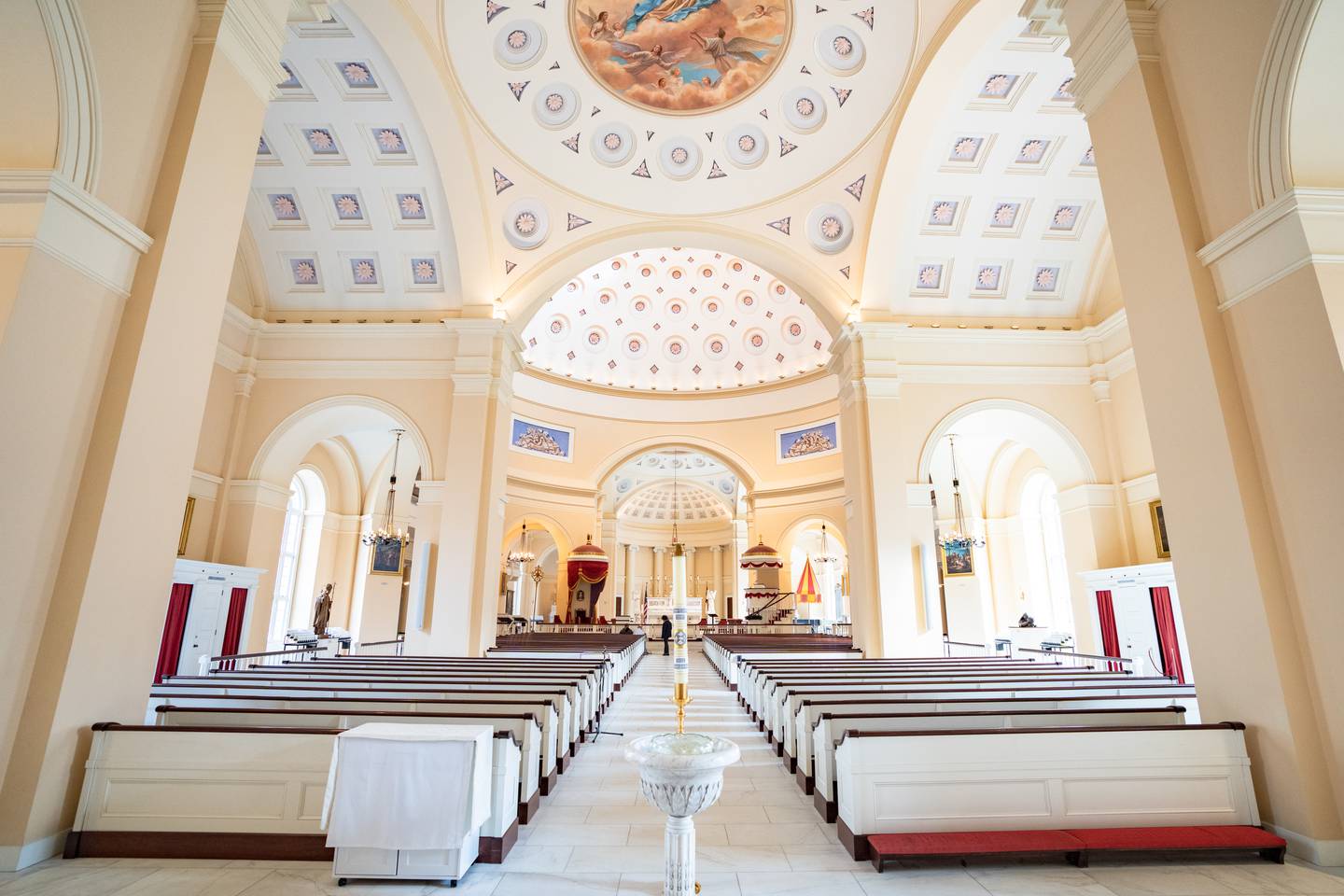 The sanctuary of the Baltimore Basilica on December 2, 2022. The actual name of the Basilica is The Basilica of the National Shrine of the Assumption of the Blessed Virgin Mary.