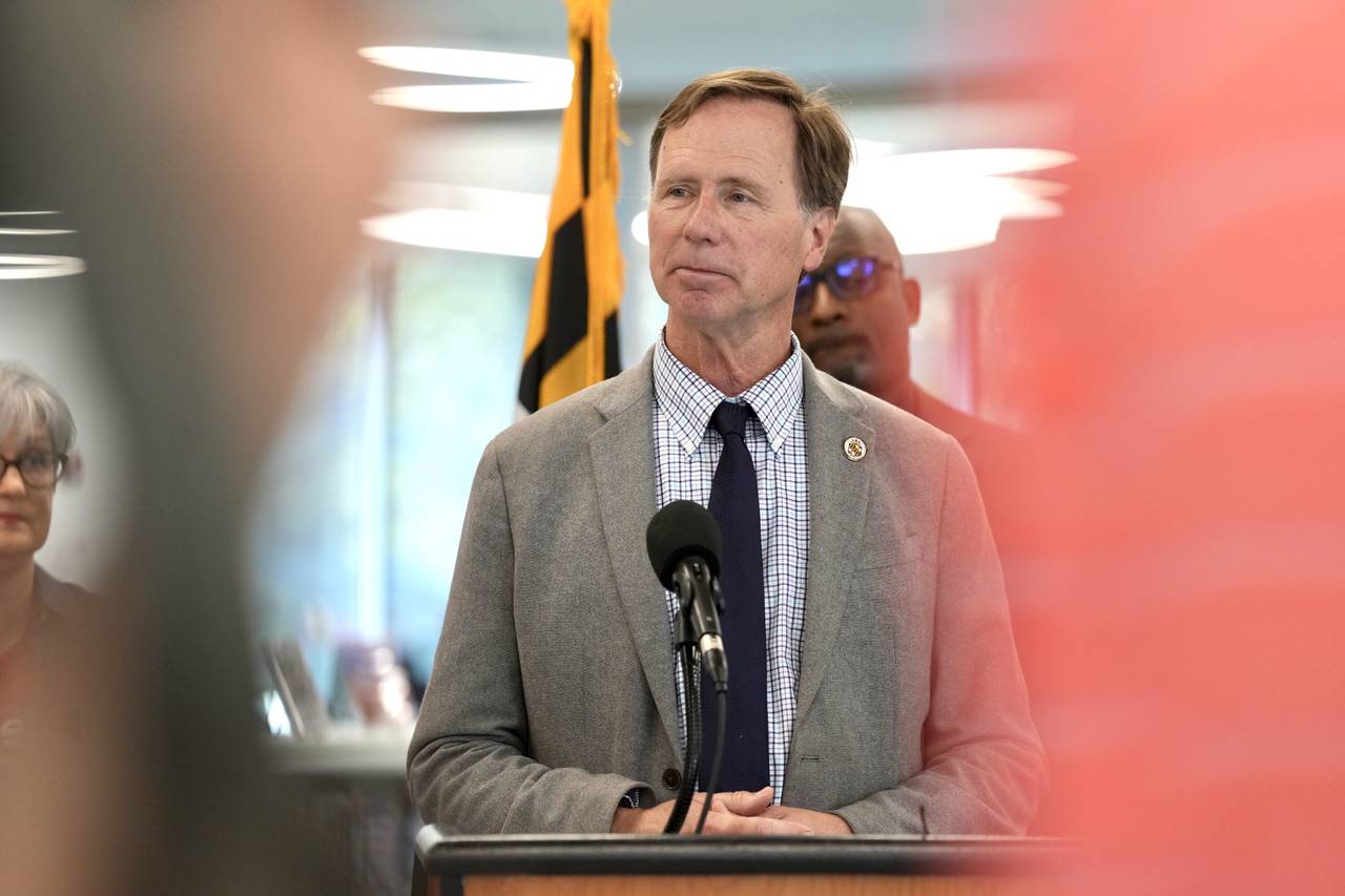 County Executive Steuart Pittman, Ann Arundel department of Health and the Ann Arundel County Public library announce a pilot program to help reduce gun-related incidents and deaths on April 13, 2023.