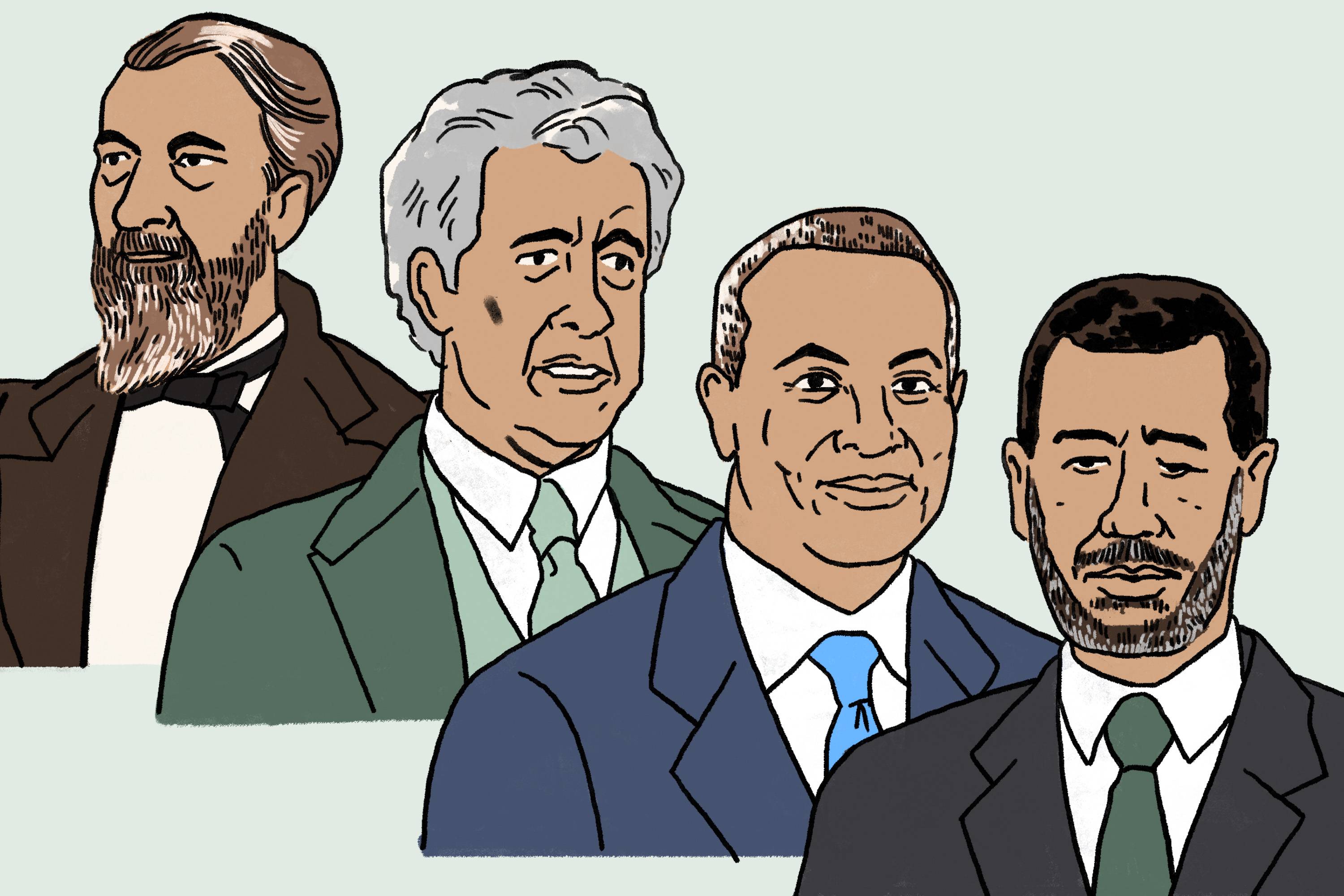 Former Black governors P.B.S. Pinchback, L. Douglas Wilder, Deval Patrick, and David A. Paterson.