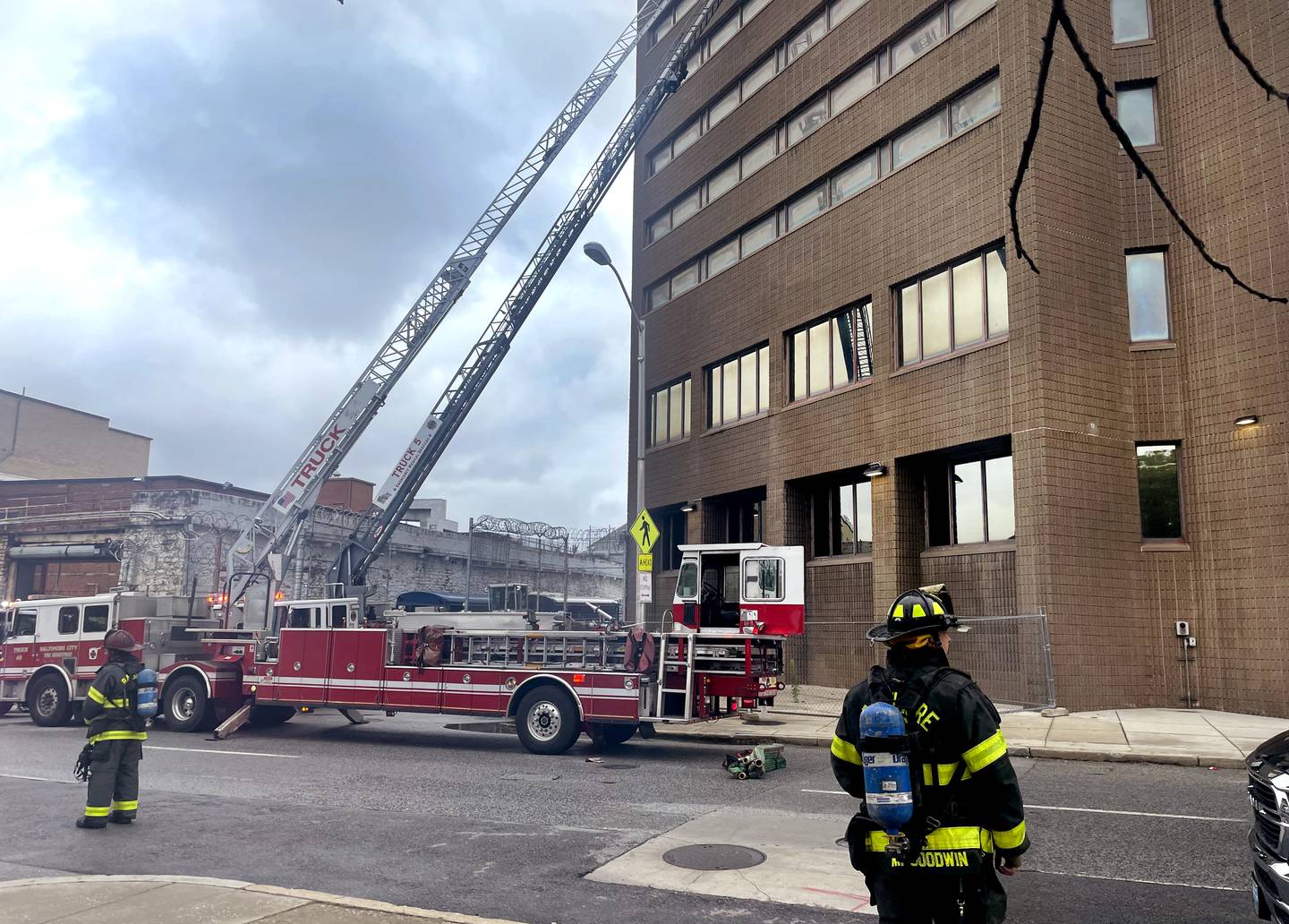 Firefighters respond to a fire at the Maryland Reception, Reception, Diagnostic and Classification Center located at 550 E Madison St.