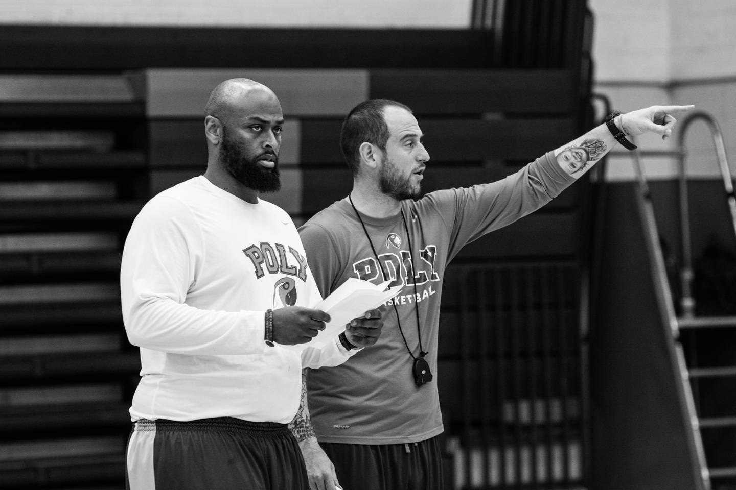 Sam Brand with Anthony Fitzgerald, his long-time assistant coach at Baltimore Polytechnic Institute. Fitzgerald is now the Assistant Director at Team Melo.