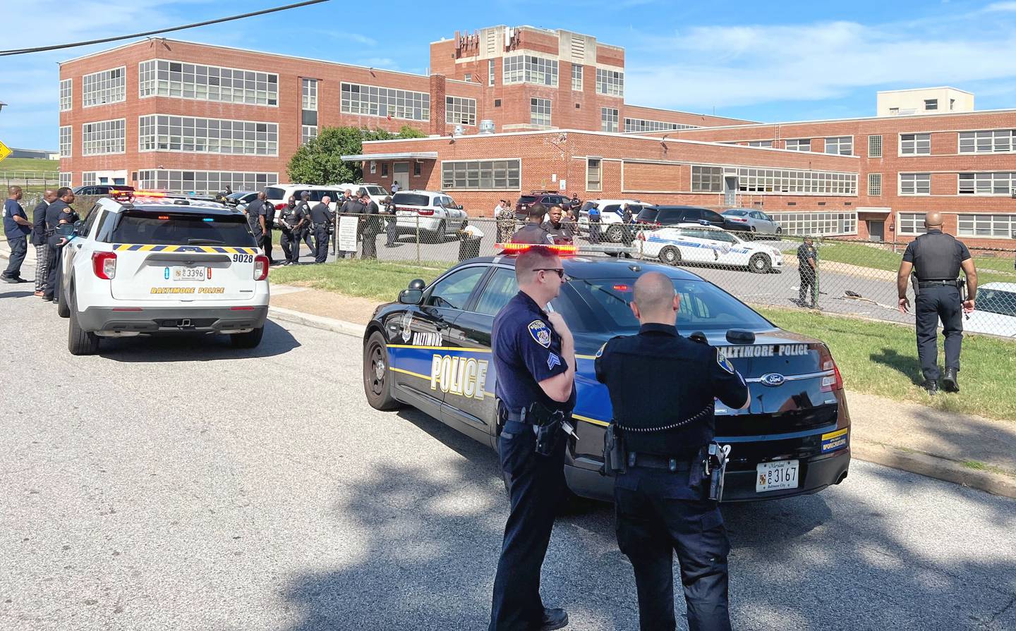 A major police presence at Mergenthaler vocational high school following a reported shooting.