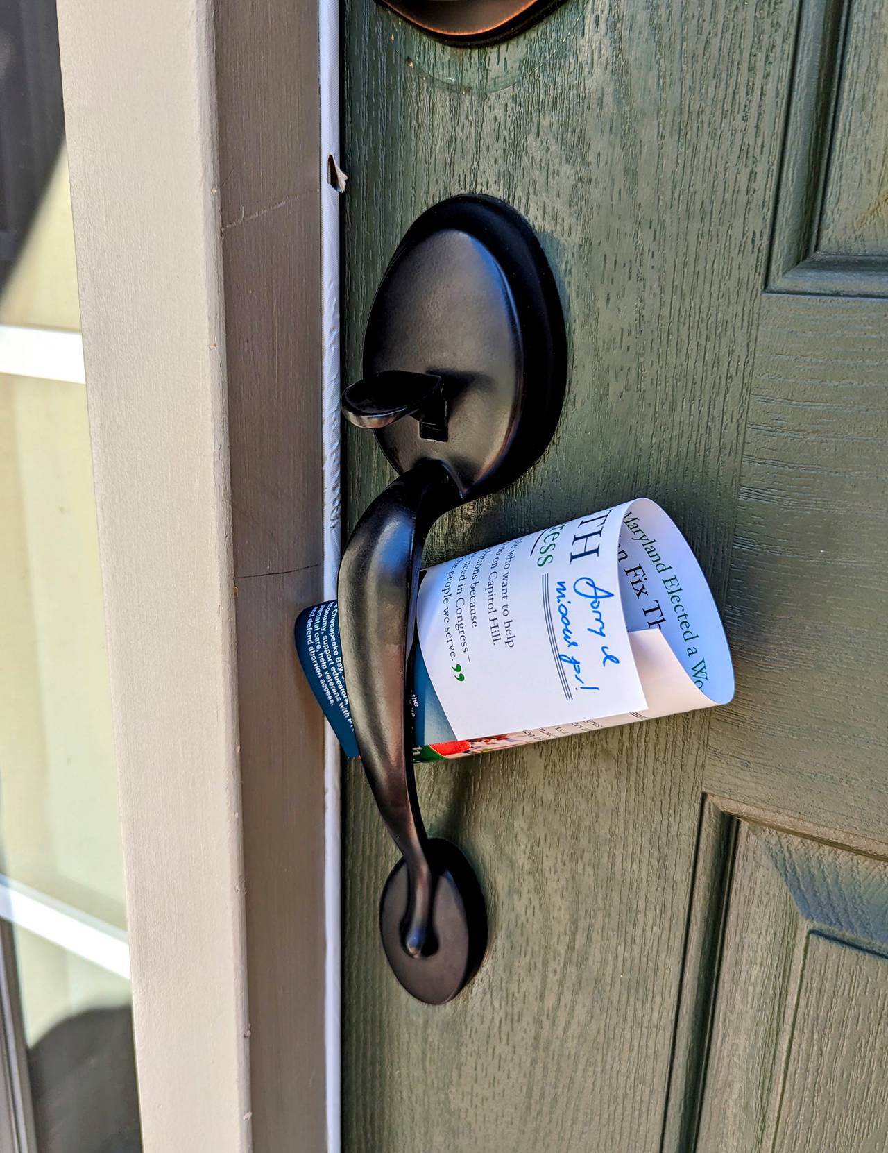 State Sen. Sarah Elfreth, one of almost 20 Democratic candidates for Congress in the vacant 3rd District, said she has knocked on 10,000 doors on weekends since announcing her campaign. She leaves campaign literature when no one  is home.