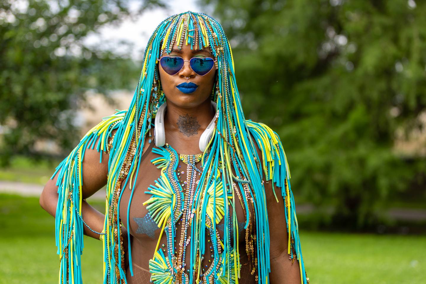 Festival attendee Phylicia Pilgrim, 32, at the Baltimore Washington ONE Carnival in Baltimore, MD on Saturday, July 8, 2023.