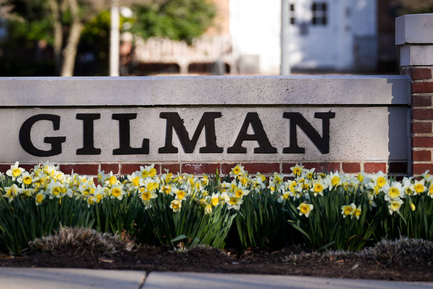 The entrance sign outside the front Gilman School as seen on Thursday, March 16.