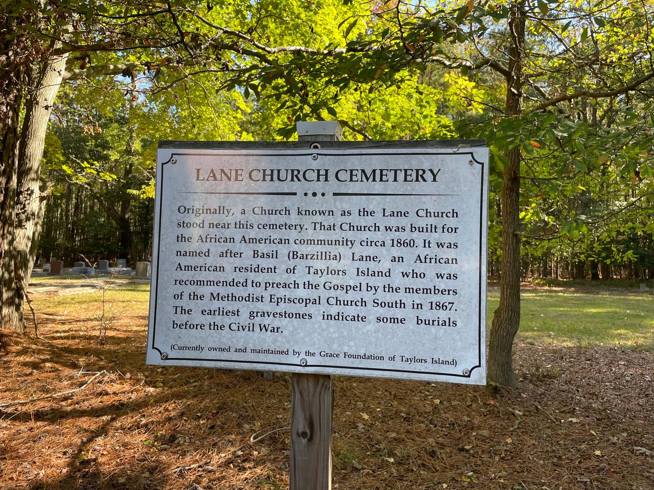 Marker for Lane Church Cemetery.