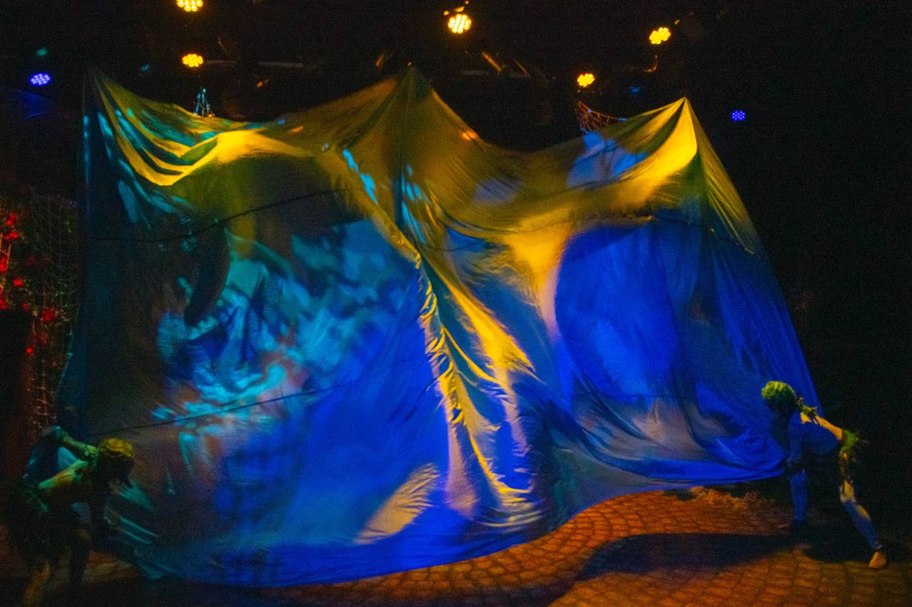 The Maryland Classic Theater production of "The Tempest" opens with a sound, light and water representation of the namesake storm.